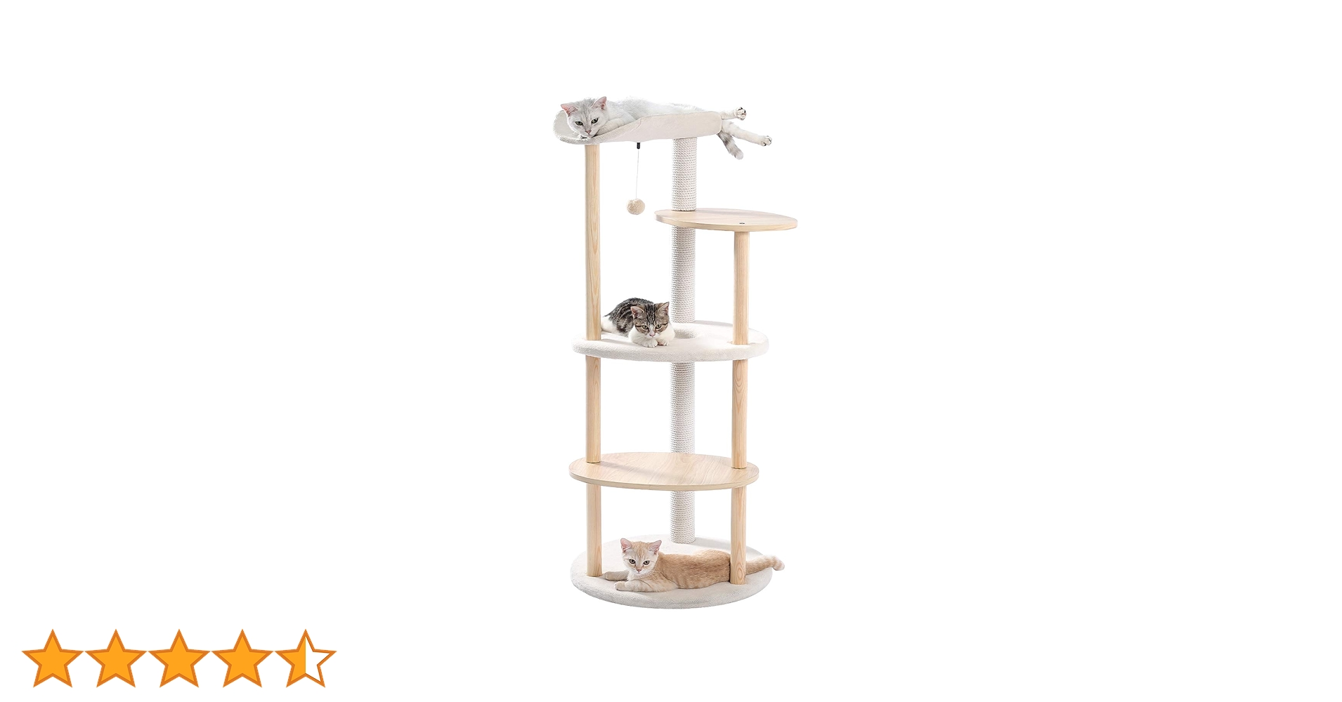キャットタワー 木製 木目調 ベージュ スリムタイプ おしゃれ＆シンプル Amazon | PETEPELA(ぺテぺラ) キャットタワー 木製 木目調 猫